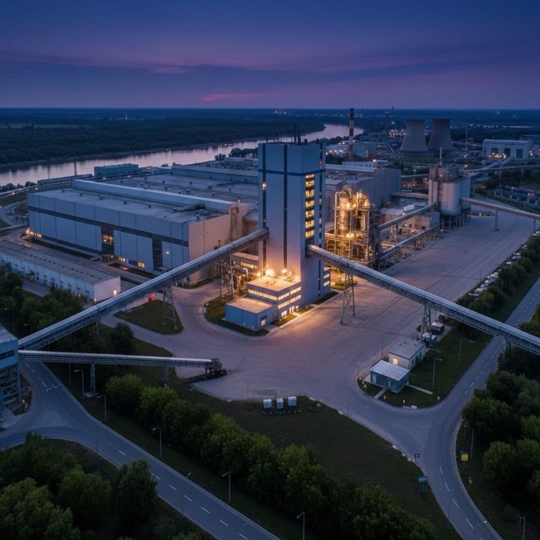 Industrial plant at dusk